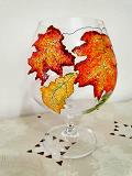 Fidelman Tatiana: Painting on glass goblet 4. Autumn Leaves-2